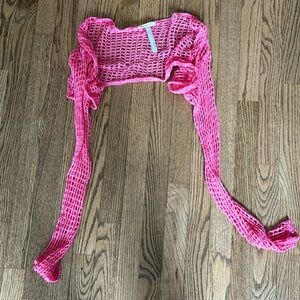 Pink, crochet shrug, urban outfitters worn once